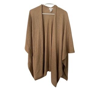 J. Jill Brown Cardigan Wool Silk Blend One Size Boho Lagenlook Medium Large XL
